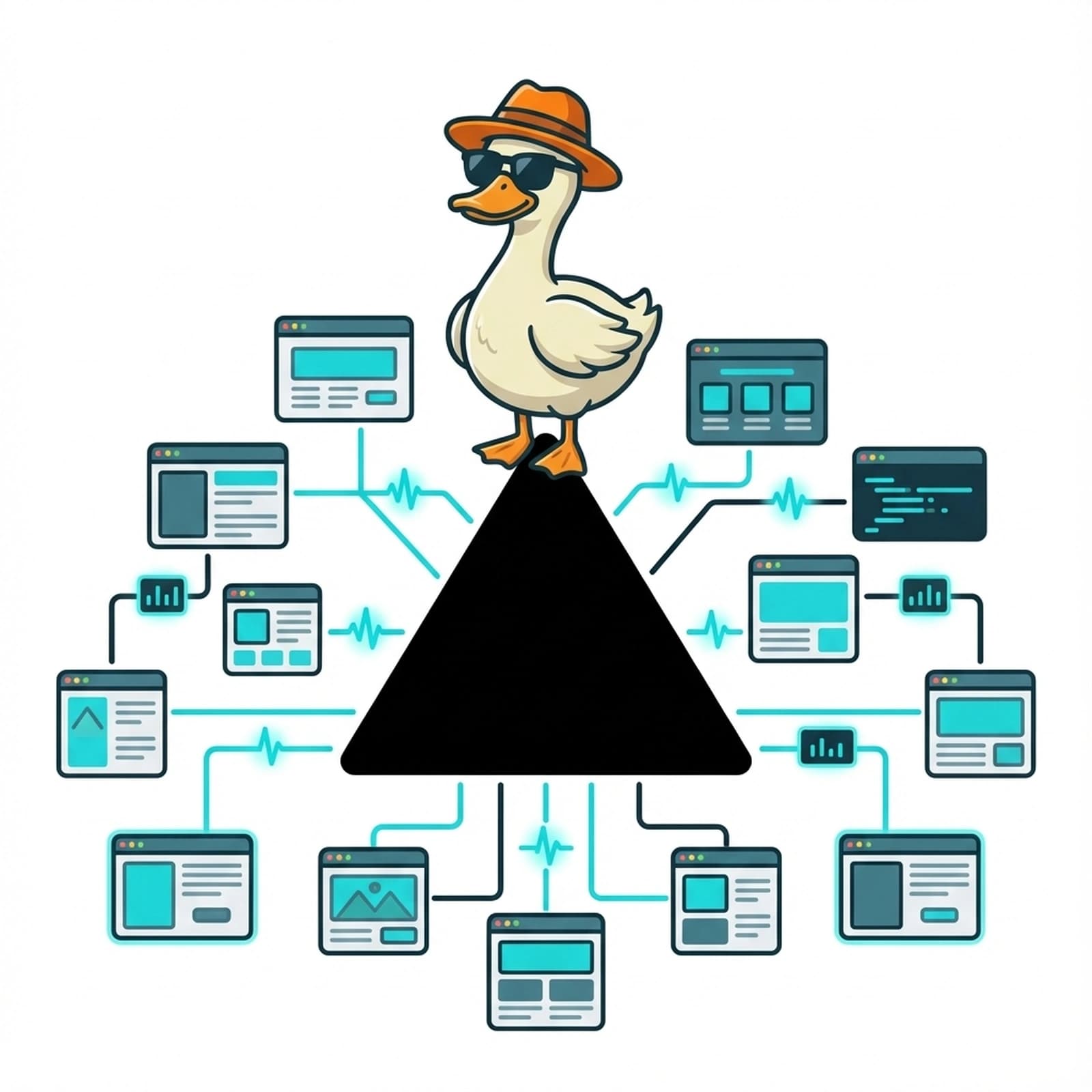 Duck watching deployment pipelines with status indicators